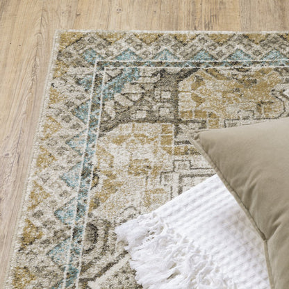 8' X 10' Gray And Blue Oriental Area Rug