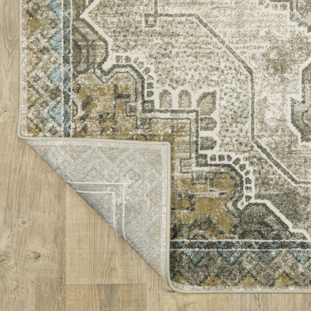 8' X 10' Gray And Blue Oriental Area Rug