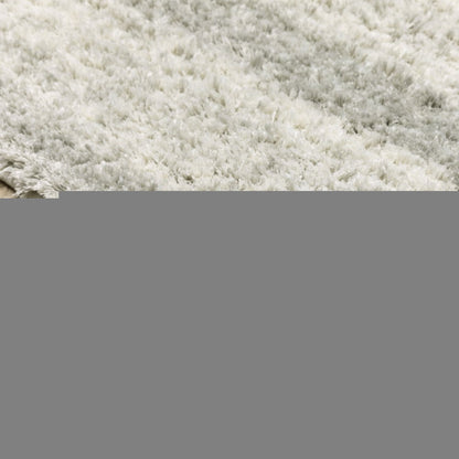 4' X 6' Ivory And Grey Geometric Shag Power Loom Stain Resistant Area Rug