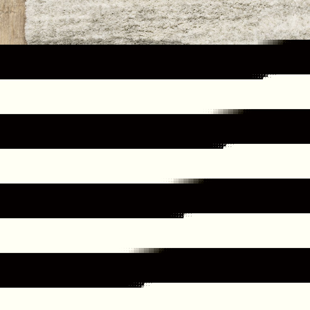 4' X 6' Ivory And Grey Geometric Shag Power Loom Stain Resistant Area Rug