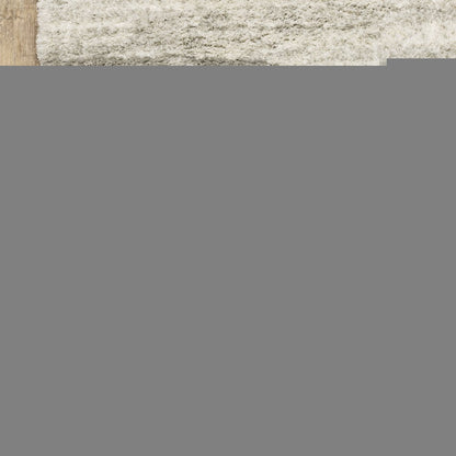 4' X 6' Ivory And Grey Geometric Shag Power Loom Stain Resistant Area Rug