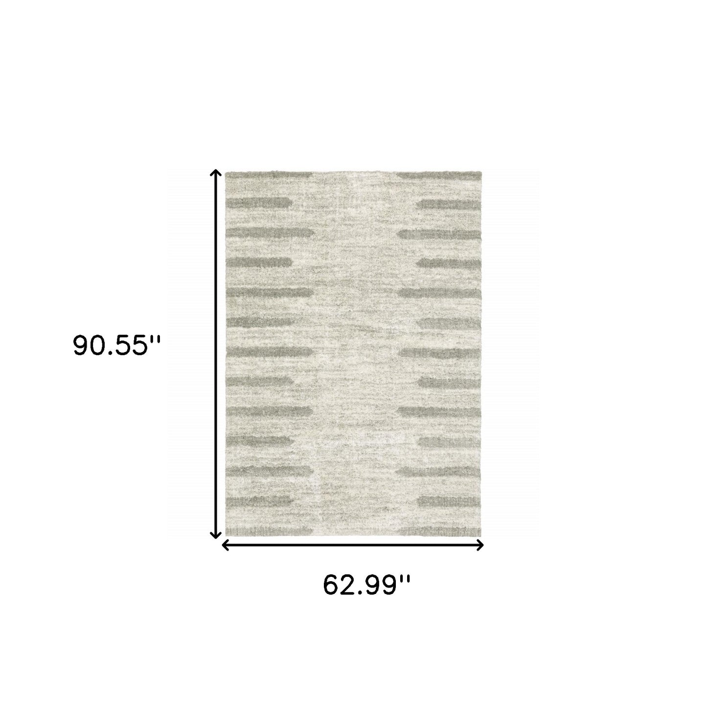 5' X 8' Ivory And Grey Geometric Shag Power Loom Stain Resistant Area Rug