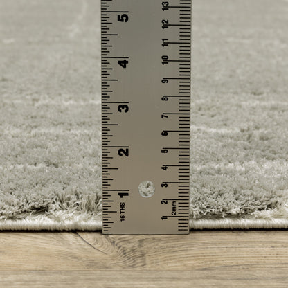 2' X 8' Grey And Ivory Geometric Shag Power Loom Stain Resistant Runner Rug