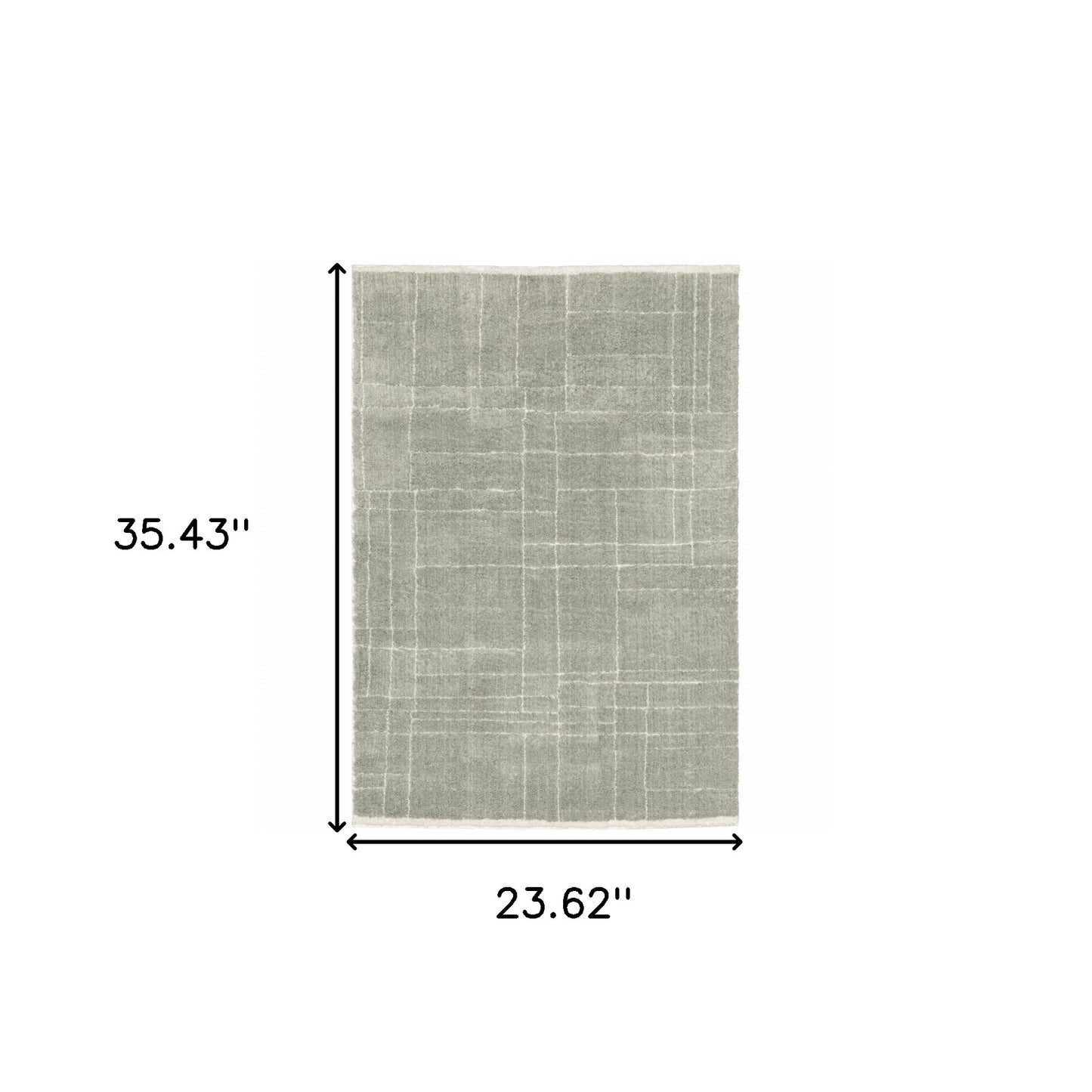 2' X 3' Grey And Ivory Geometric Shag Power Loom Stain Resistant Area Rug