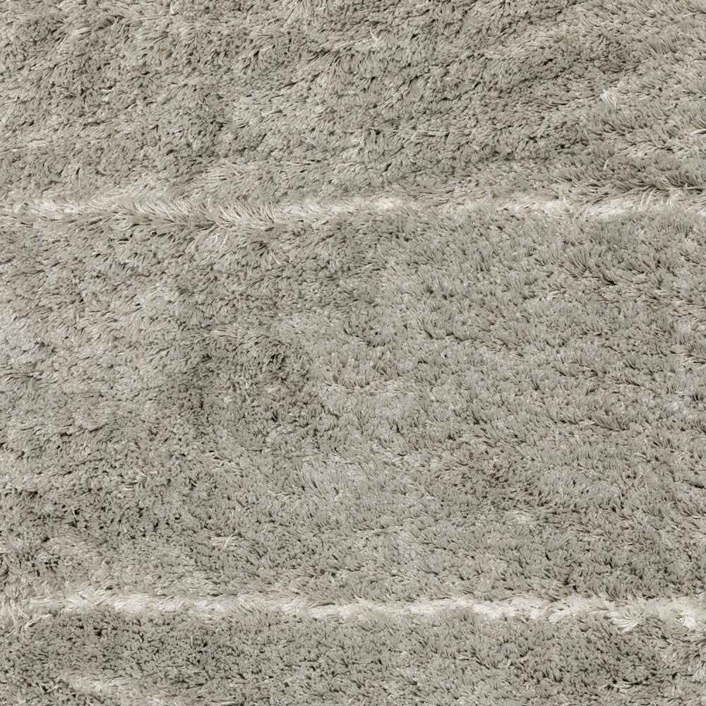 Grey and ivory geometric shag area rug, 2' x 3', power-loom construction, stain resistant.