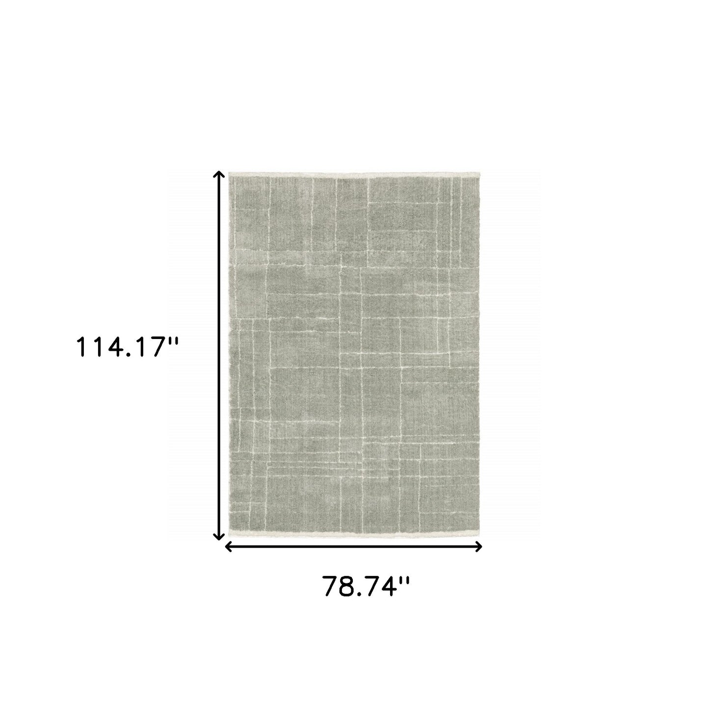 6' X 9' Grey And Ivory Geometric Shag Power Loom Stain Resistant Area Rug