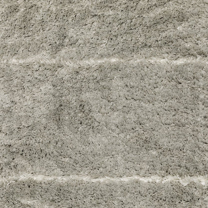 6' X 9' Grey And Ivory Geometric Shag Power Loom Stain Resistant Area Rug