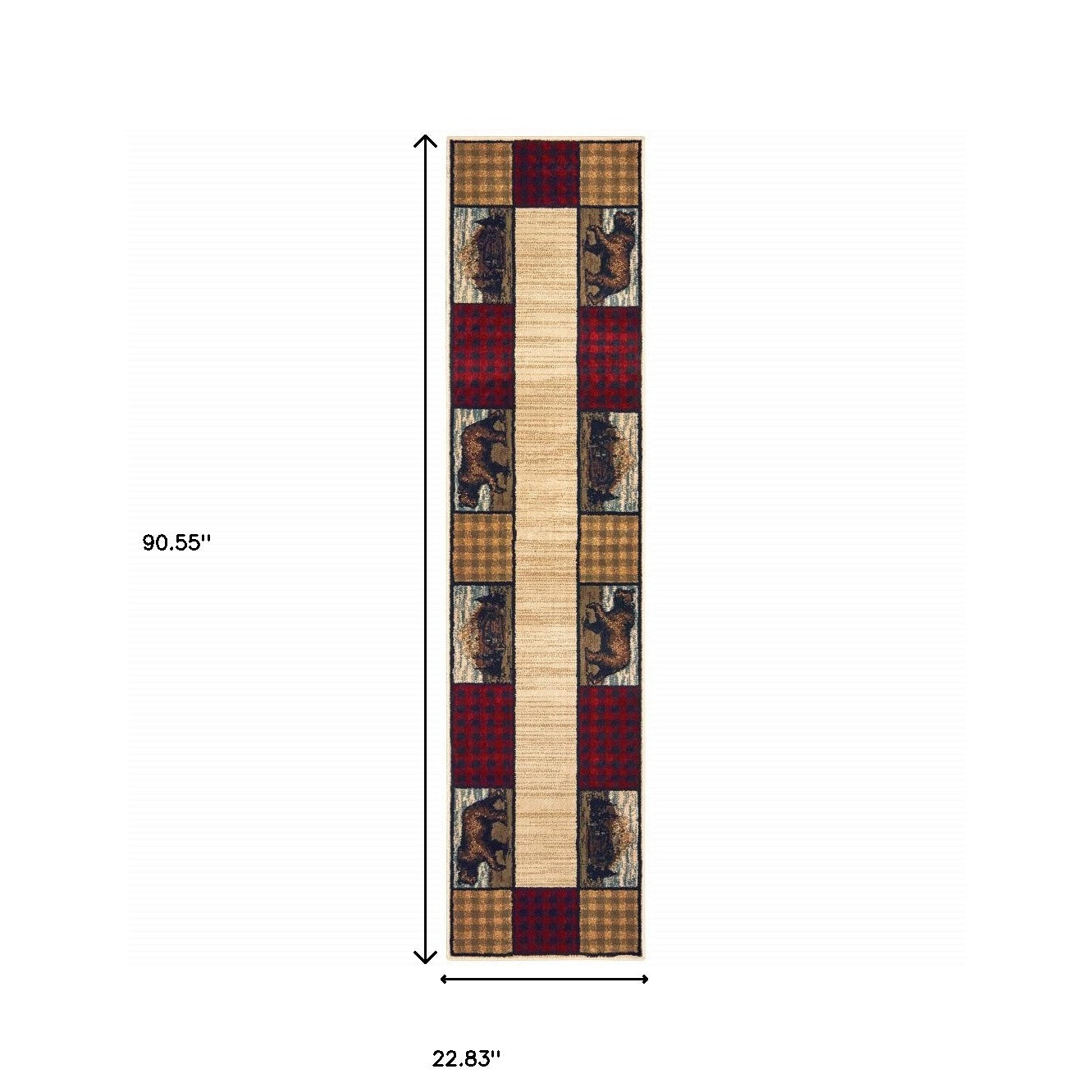 2' X 8' Ivory Southwestern Power Loom Stain Resistant Runner Rug