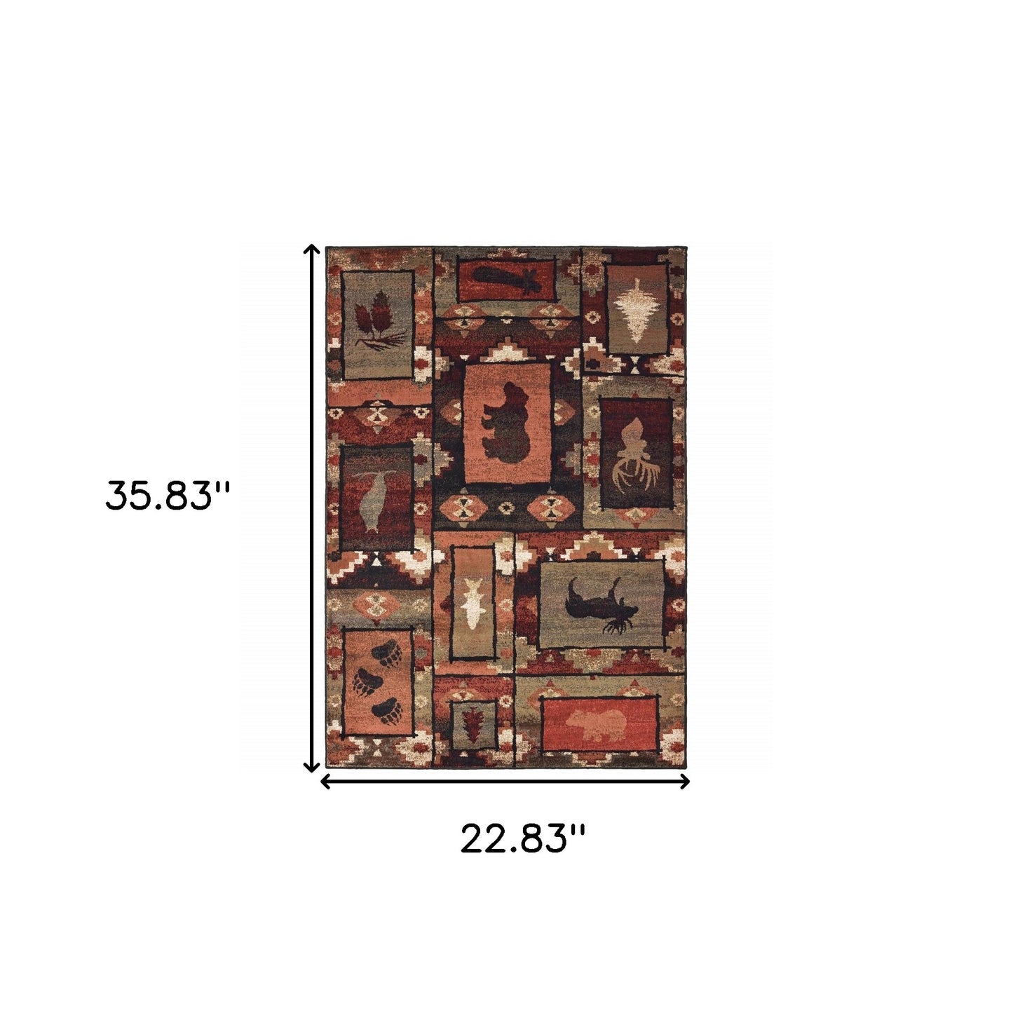 2' X 3' Brown Rust Berry Sage Green Gold And Ivory Southwestern Power Loom Stain Resistant Area Rug