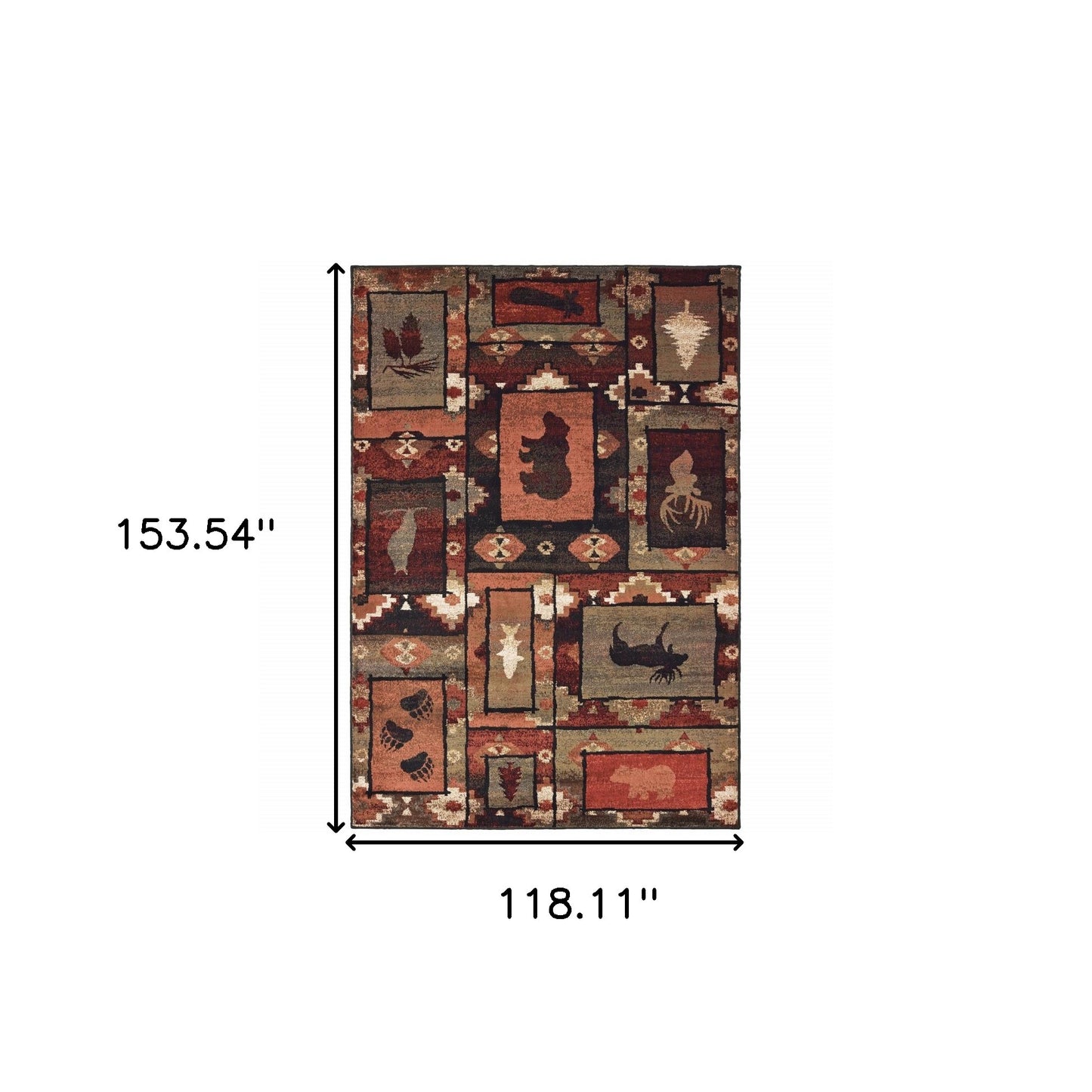 10' X 13' Brown Rust Berry Sage Green Gold And Ivory Southwestern Power Loom Stain Resistant Area Rug