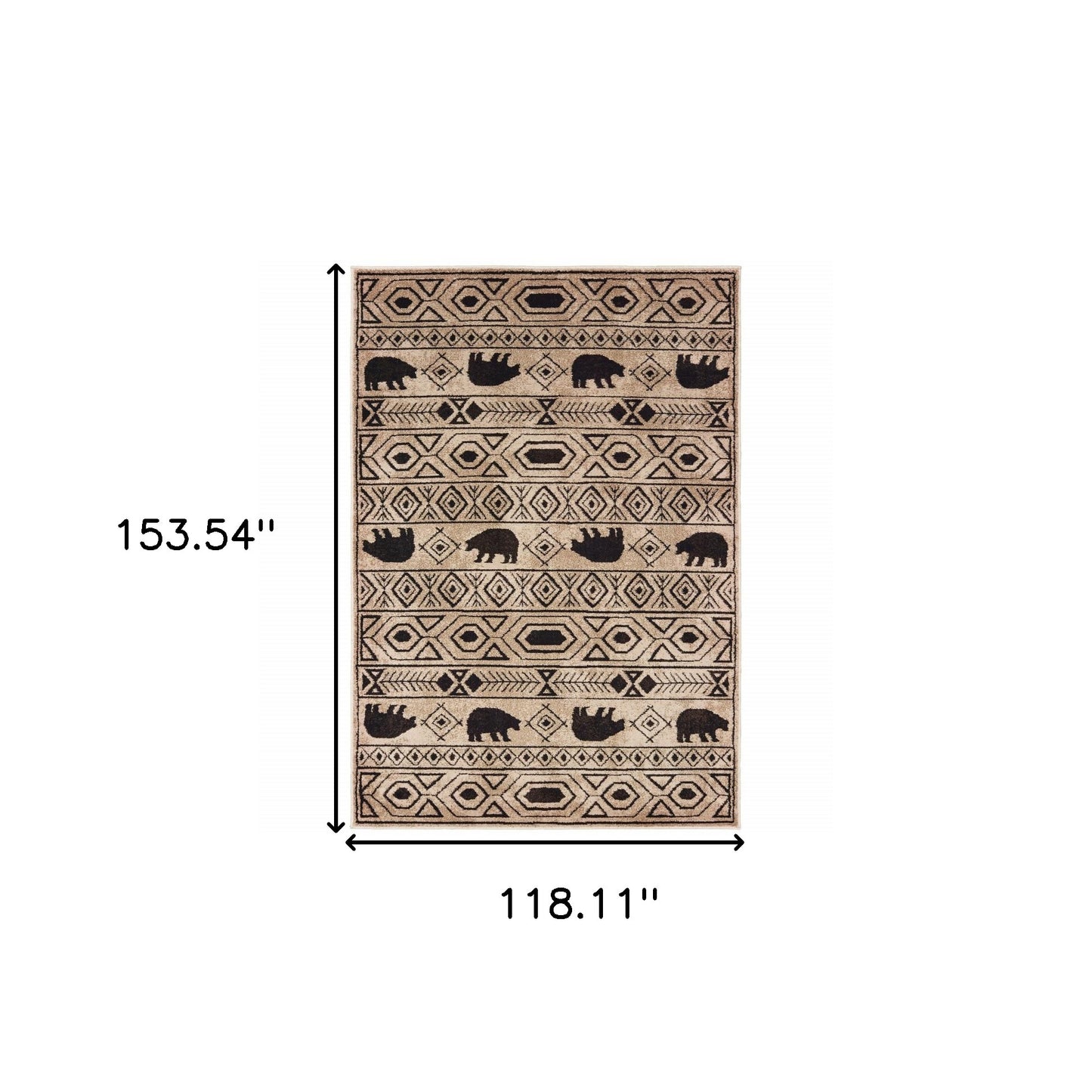 10' X 13' Ivory And Black Southwestern Power Loom Stain Resistant Area Rug