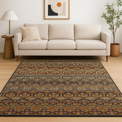 10' X 13' Blue and Ivory Abstract Power Loom Area Rug