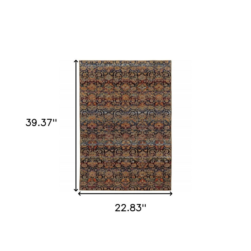 2' X 3' Blue And Ivory Ombre Area Rug