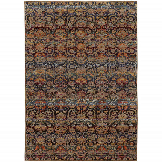 3' X 5' Blue And Ivory Ombre Area Rug
