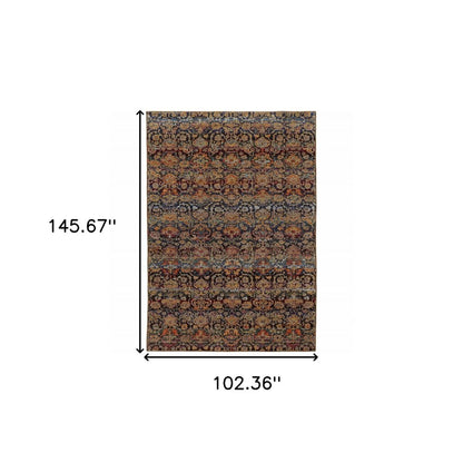 9' X 12' Blue and Ivory Abstract Power Loom Area Rug