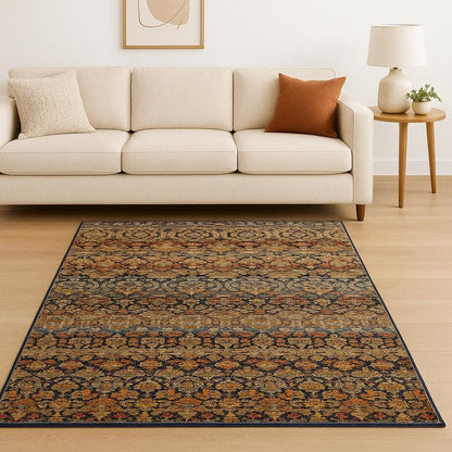 9' X 12' Blue and Ivory Abstract Power Loom Area Rug