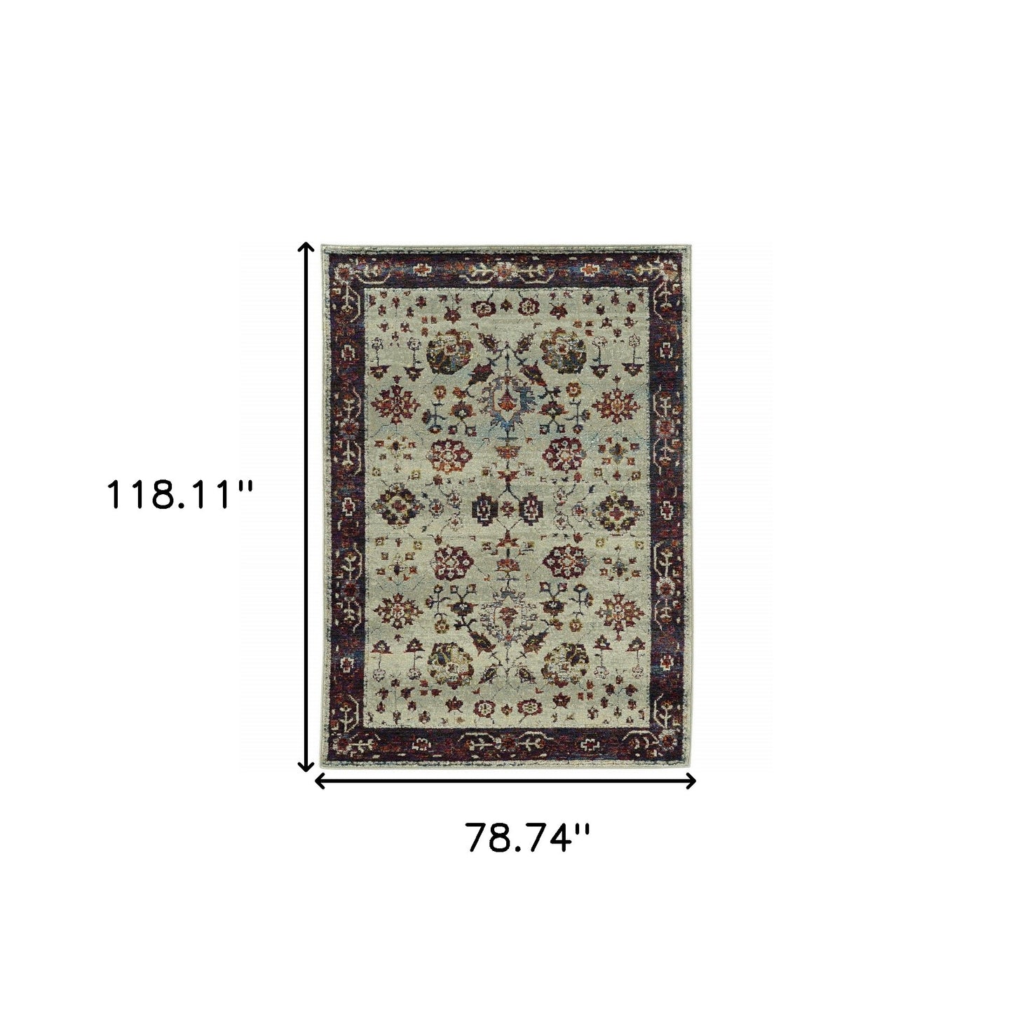 7' x 10' Red and Ivory Oriental Power Loom Area Rug