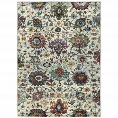 2' X 3' Stone Purple And Green Oriental Area Rug
