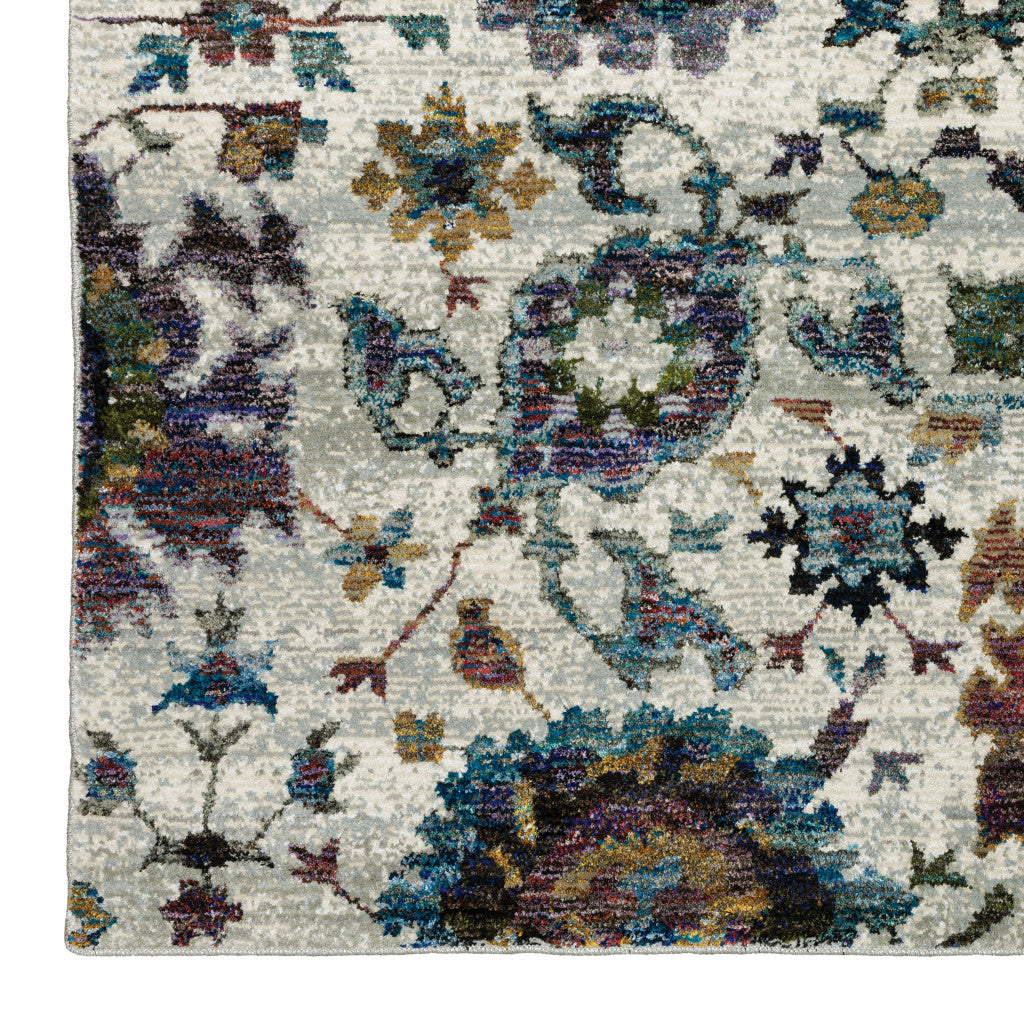 7' X 10' Purple and Gray Oriental Power Loom Area Rug