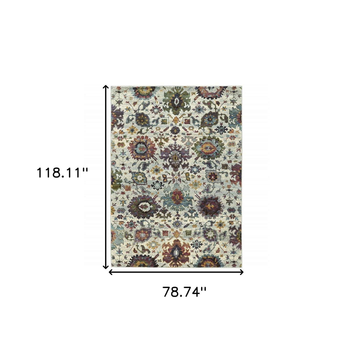 7' X 10' Purple and Gray Oriental Power Loom Area Rug