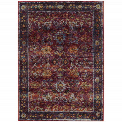 2' X 3' Red Purple And Gold Oriental Area Rug