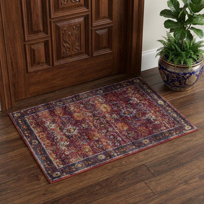 2' X 3' Red Purple And Gold Oriental Area Rug