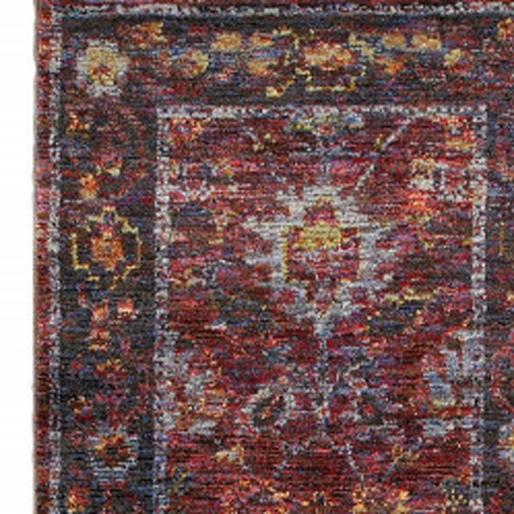 8' Red And Purple Oriental Runner Rug