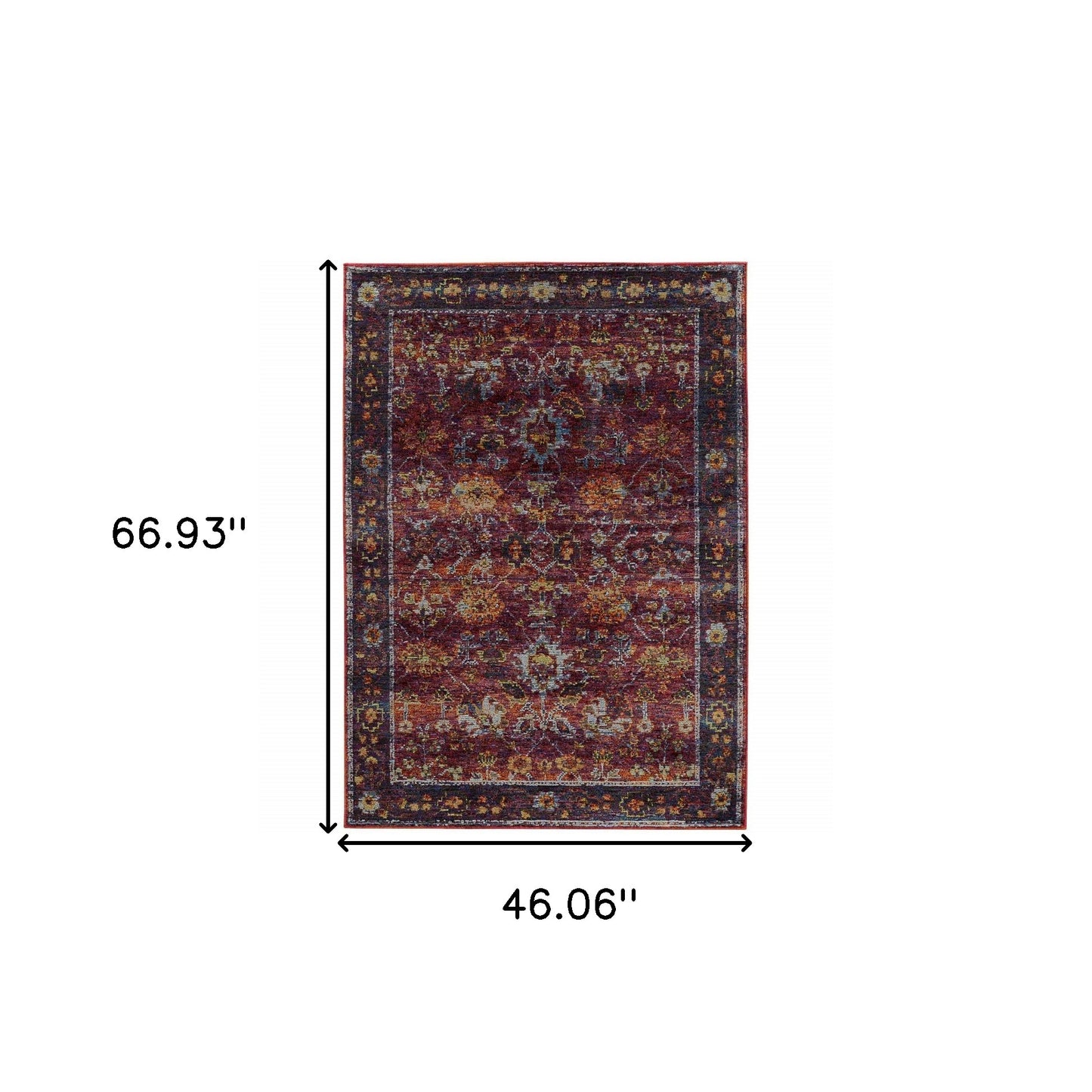 3' X 5' Red Purple Oriental Power Loom Area Rug