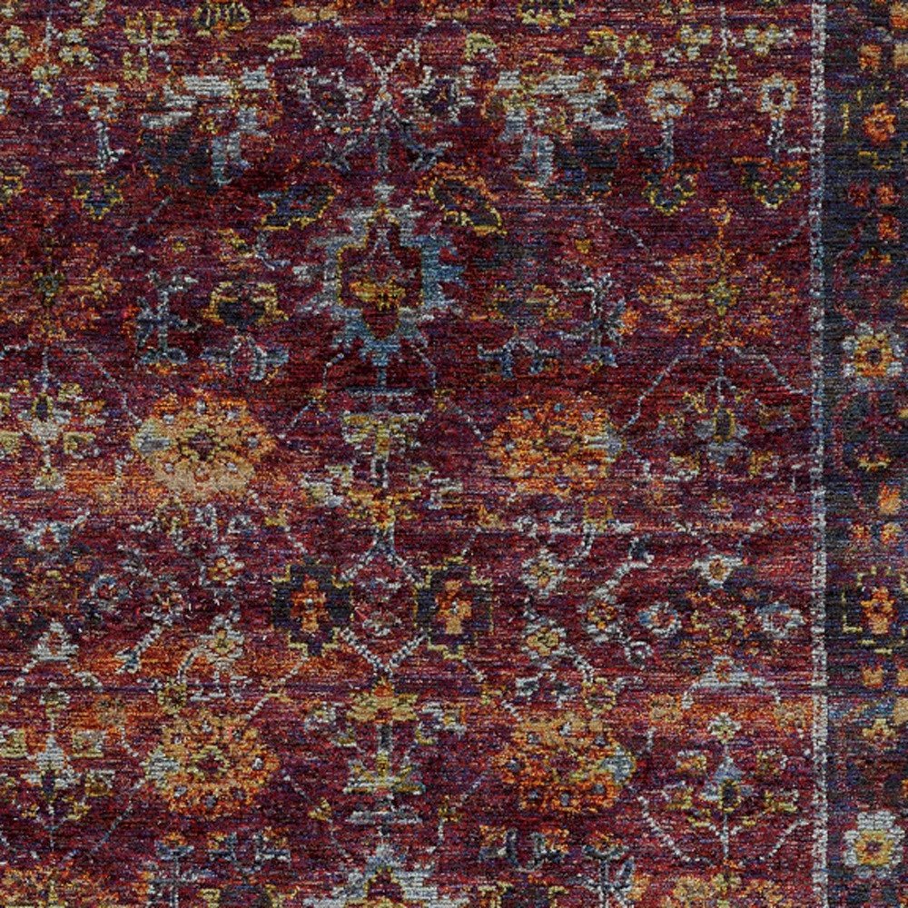 3' X 5' Red Purple And Gold Oriental Area Rug