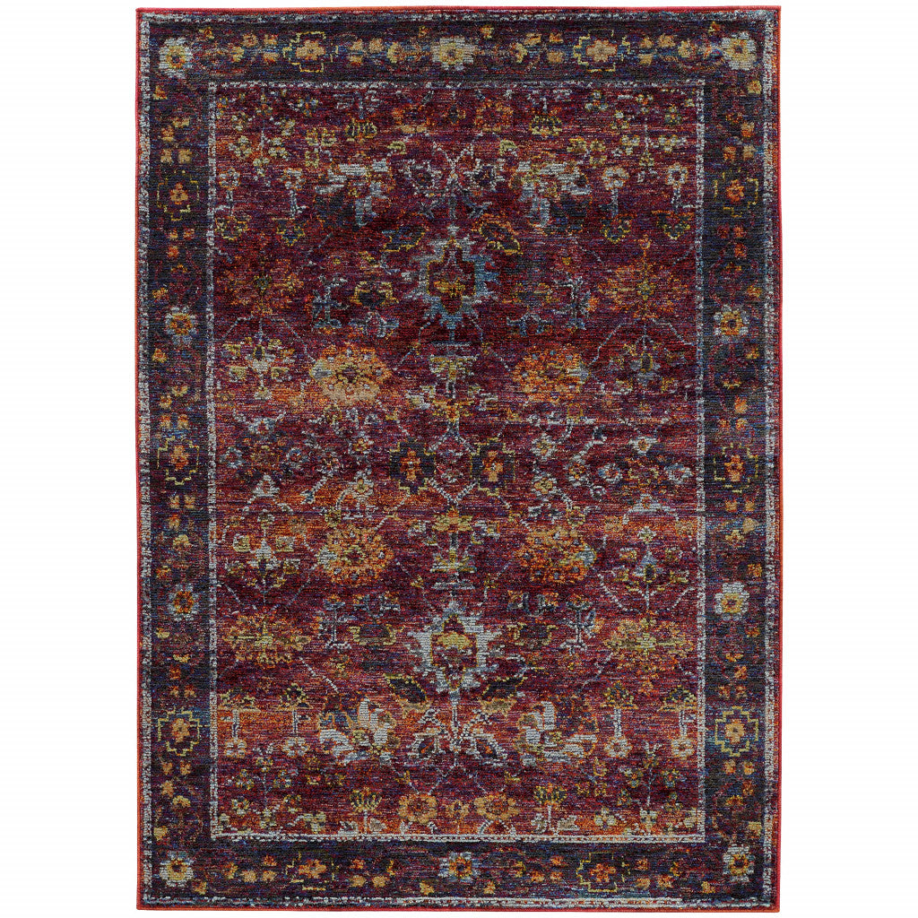 5' x 7' Red Purple Oriental Power Loom Area Rug