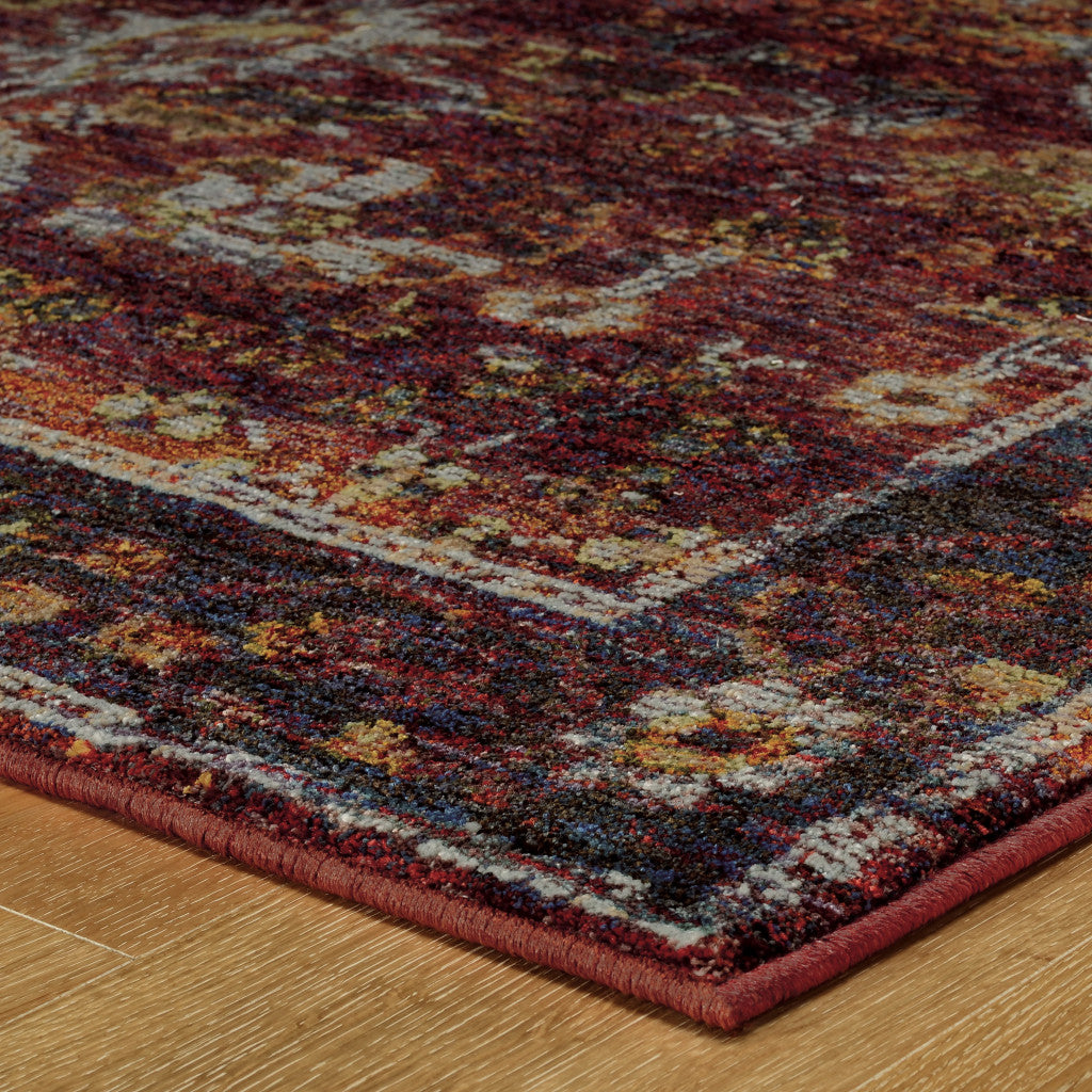 9' X 12' Red Purple Oriental Power Loom Area Rug