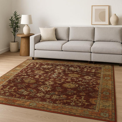 10' X 13' Red and Gold Oriental Power Loom Area Rug