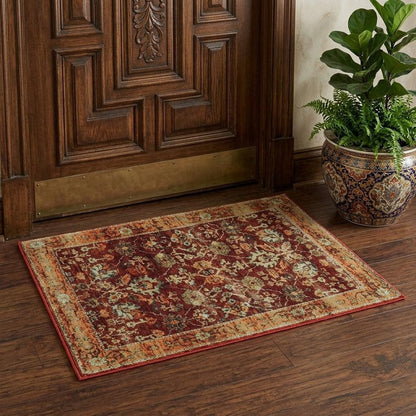 2' X 3' Red and Gold Oriental Power Loom Area Rug
