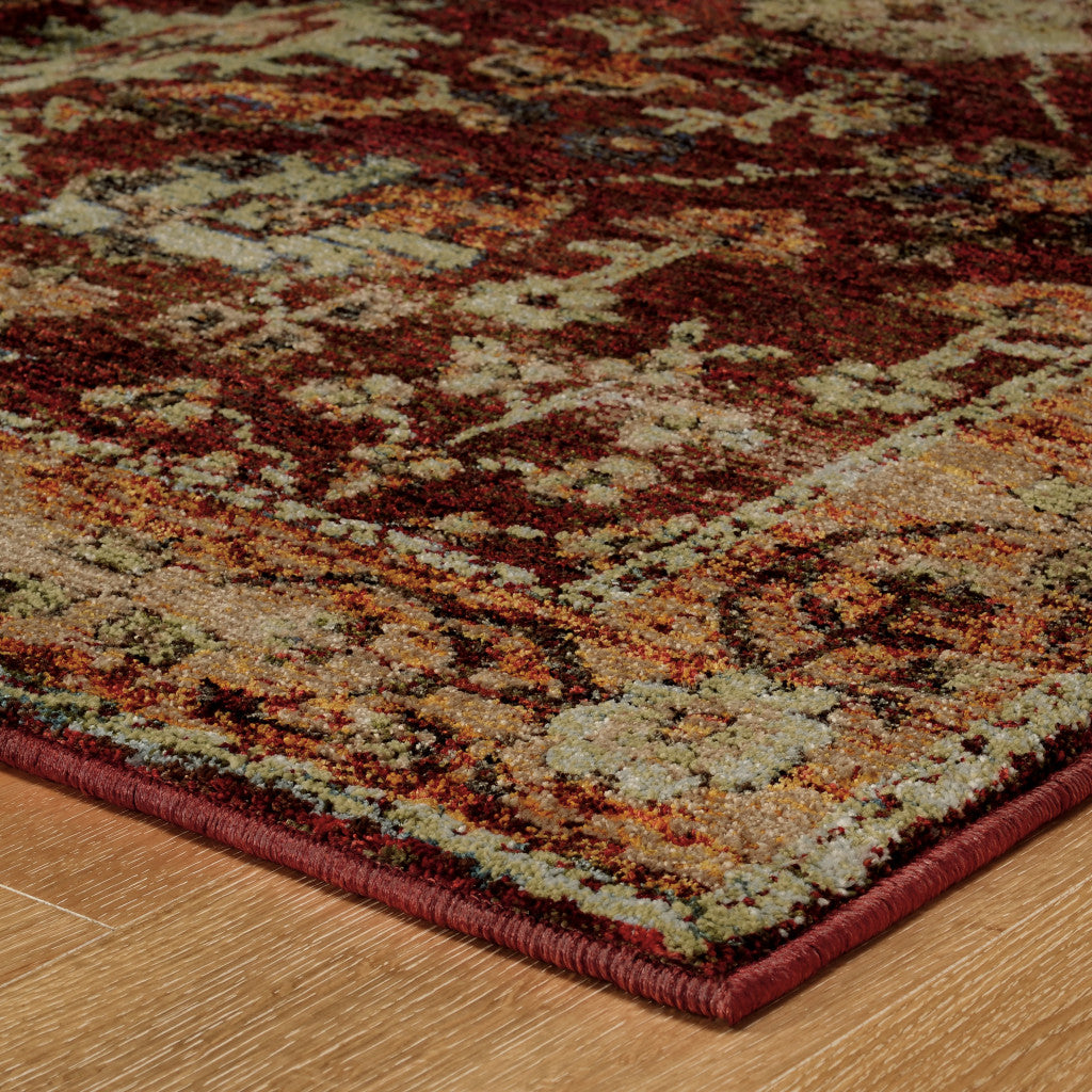 5' x 7' Red and Gold Oriental Power Loom Area Rug