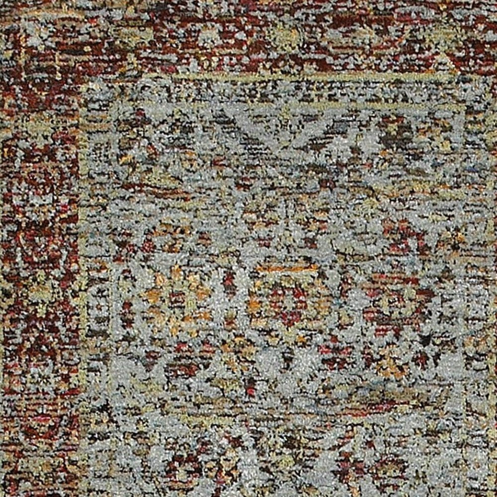 8' Blue And Green Oriental Runner Rug