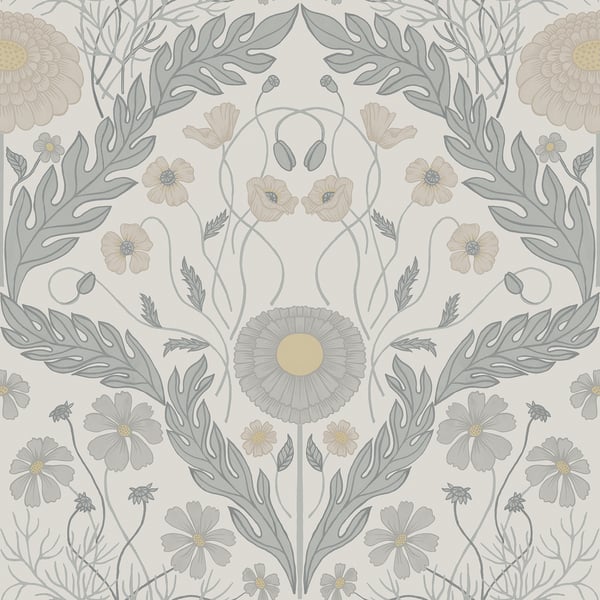 Galerie Wallcoverings Blomstermala Floral Galerie Wallcoverings  Silver Grey   - 51000