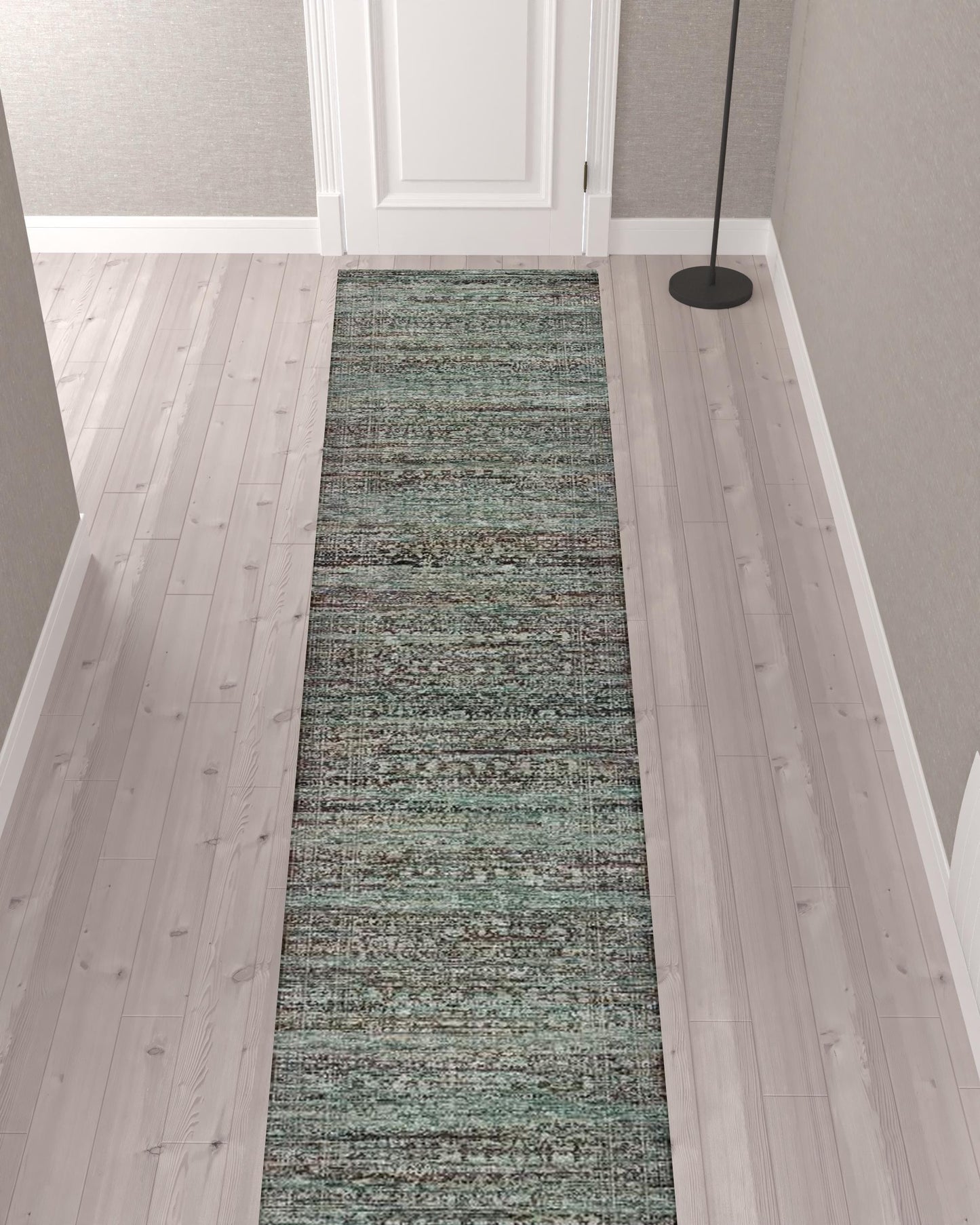 12' Runner Blue and Purple Oriental Power Loom Runner Rug