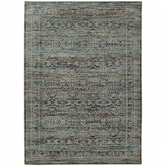 5' x 7' Blue Green Oriental Power Loom Area Rug