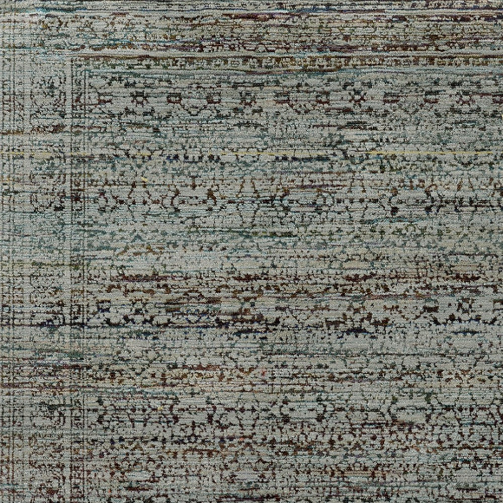 5' X 7' Blue Green Oriental Power Loom Area Rug