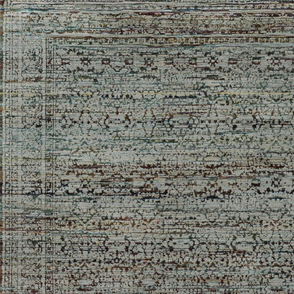 9' X 12' Blue Green Oriental Power Loom Area Rug