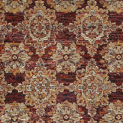 8' Red And Gold Oriental Runner Rug