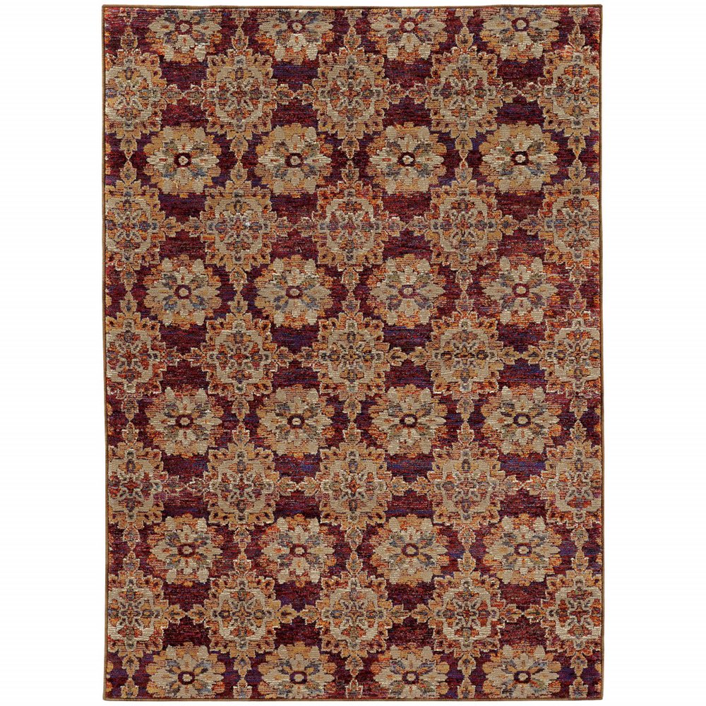 3' X 5' Red And Gold Oriental Area Rug