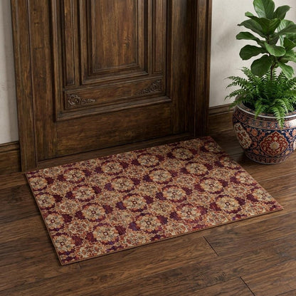 3' X 5' Red And Gold Oriental Area Rug