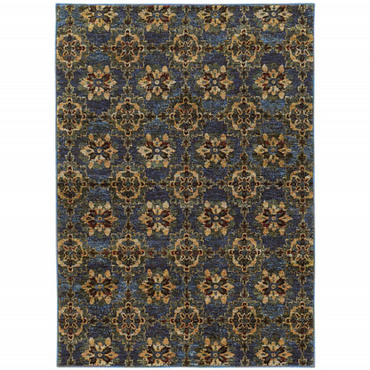 2' X 3' Blue And Gold Oriental Area Rug