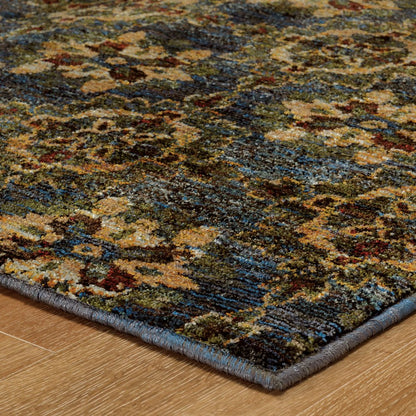 3' X 5' Blue And Gold Oriental Area Rug