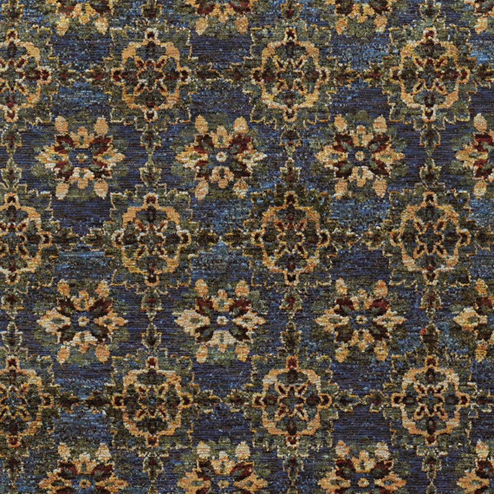 3' X 5' Blue and Gold Oriental Power Loom Area Rug