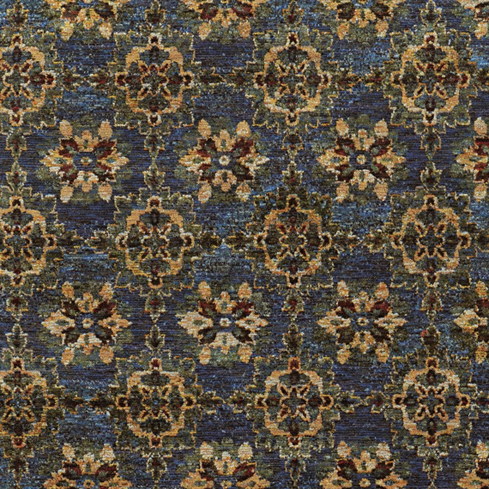 7' x 10' Blue and Gold Oriental Power Loom Area Rug