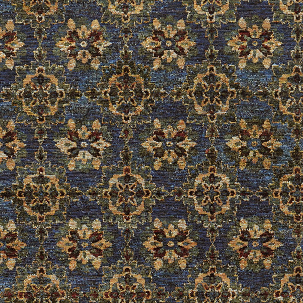 9' X 12' Blue and Gold Oriental Power Loom Area Rug