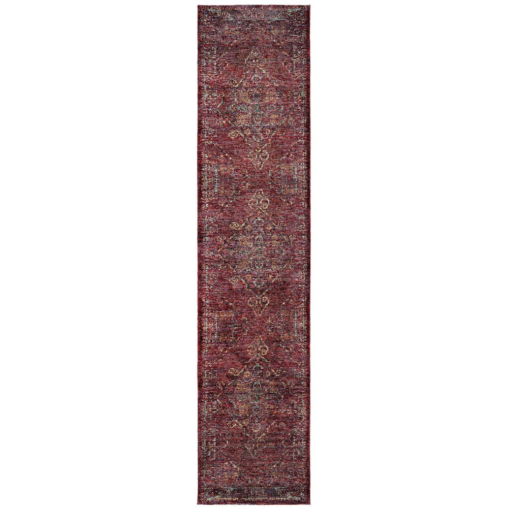 12' Red And Gold Oriental Runner Rug