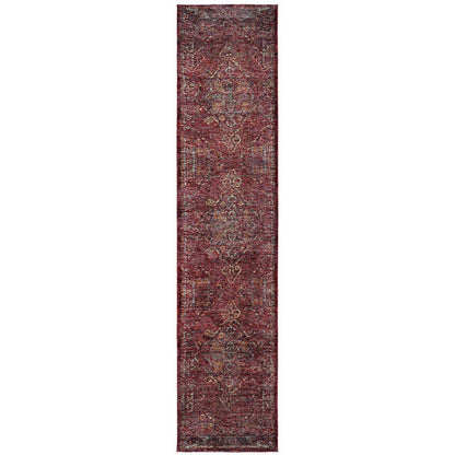 12' Red And Gold Oriental Runner Rug